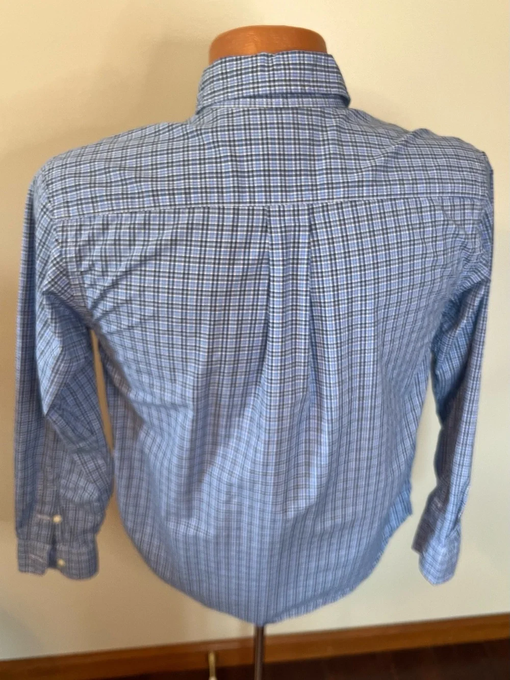 Ralph Lauren Boys Large 14-16 Blue Plaid Button Down Long Sleeve Cotton Shirt